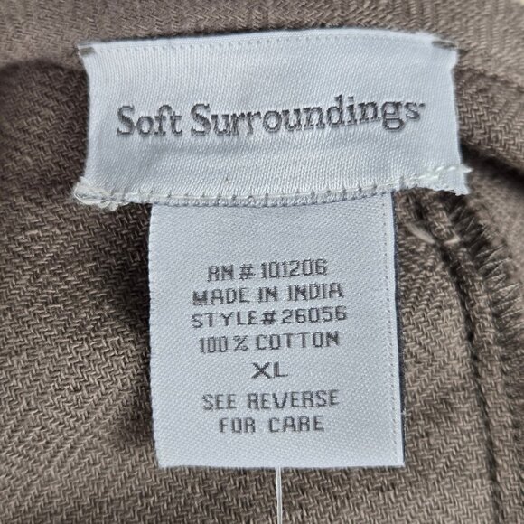 Soft Surroundings Size XL100% Cotton Tunic Brown Dark Red Embroidery V Neck NWT - Picture 9 of 12
